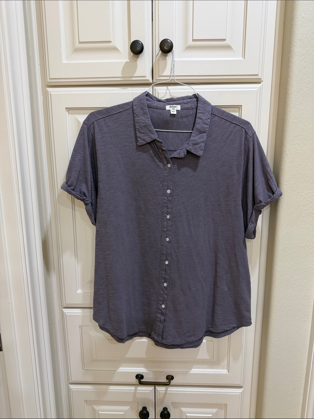 dylan Relaxed Short-Sleeve Button-Down Shirt in Slate Purple